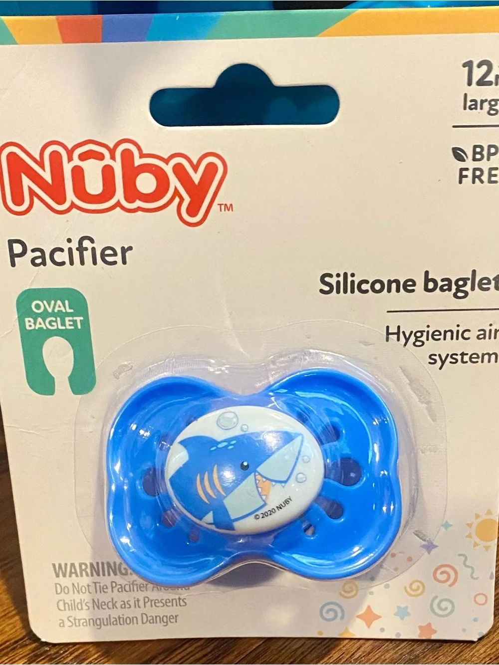 Two‎ New Nûby Blue Silicone Pacifiers - Large 12m+ with Shark Detail